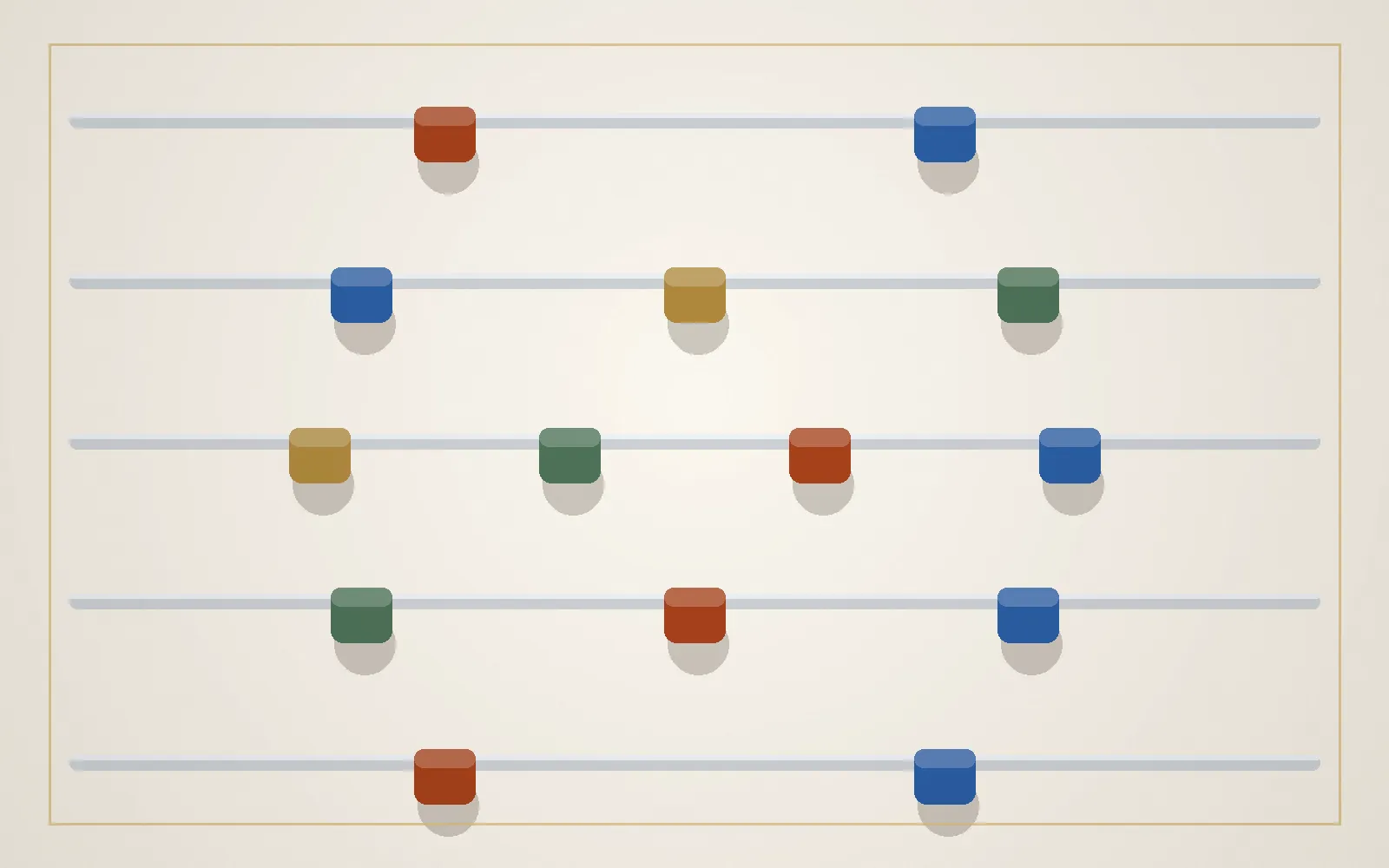 Schéma des barres d'un baby-foot pour calculer les dimensions d'installation