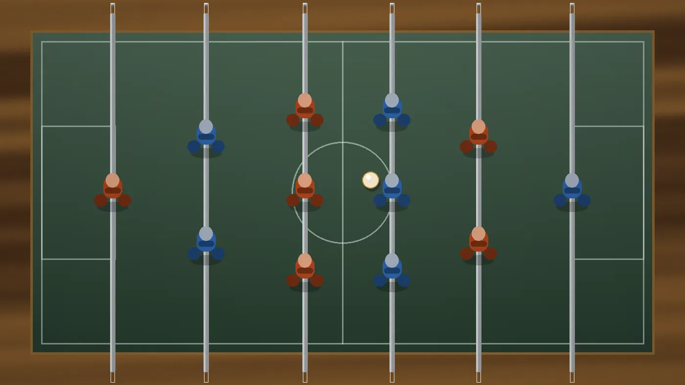 Vue de dessus d un terrain de baby-foot pendant une partie