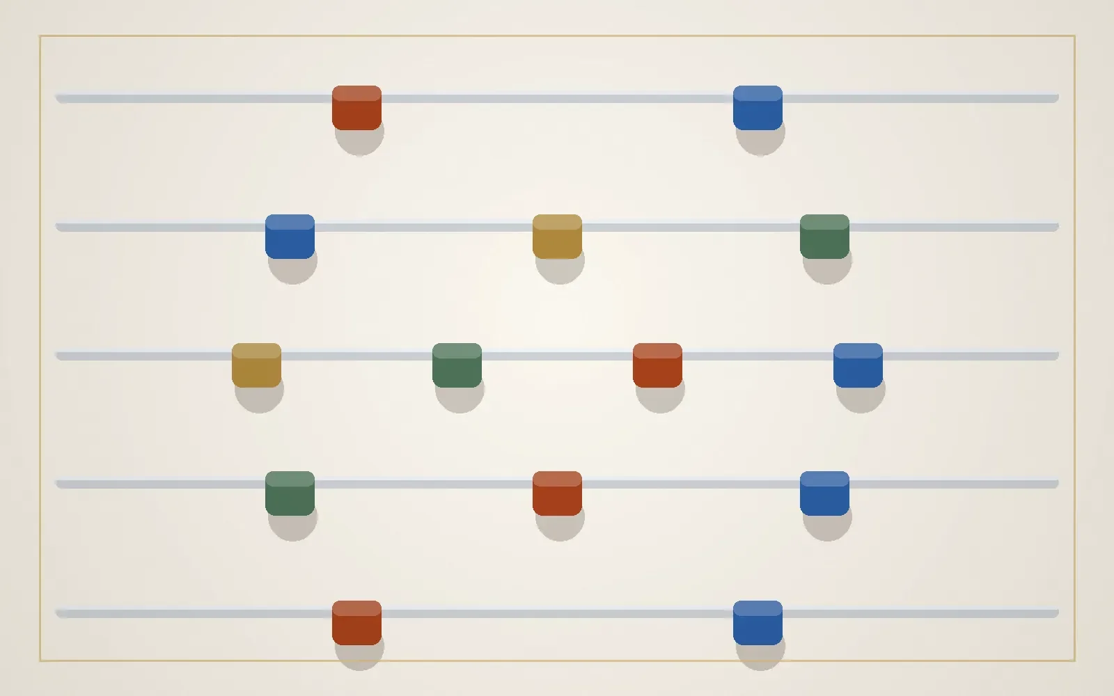 Schéma des barres d'un baby-foot pour calculer les dimensions d'installation