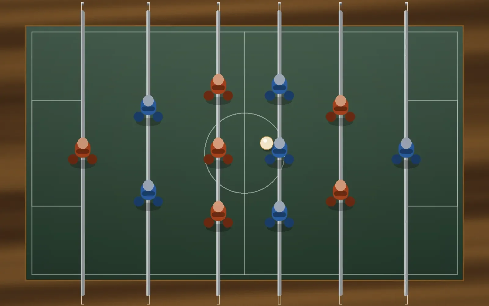 Terrain de baby-foot vu de dessus, support des règles officielles du jeu